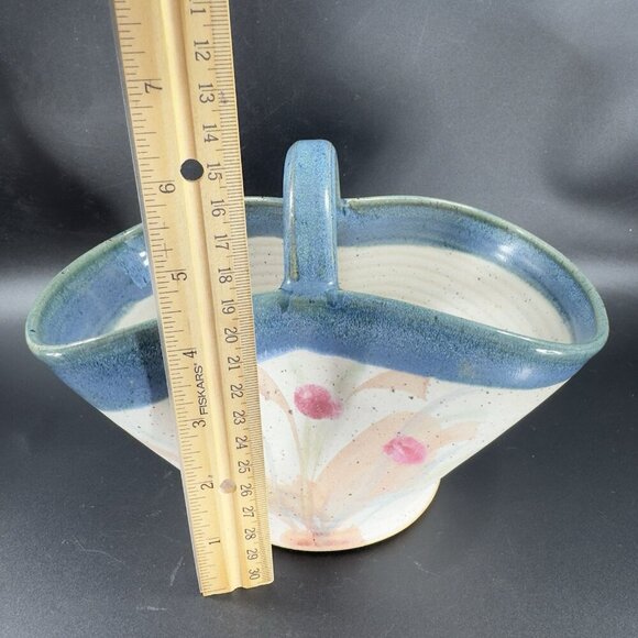 2004 North Carolina RUSSELLWOOD Pottery Hand Made Basket Dish Bowl Signed VTG - Picture 3 of 14